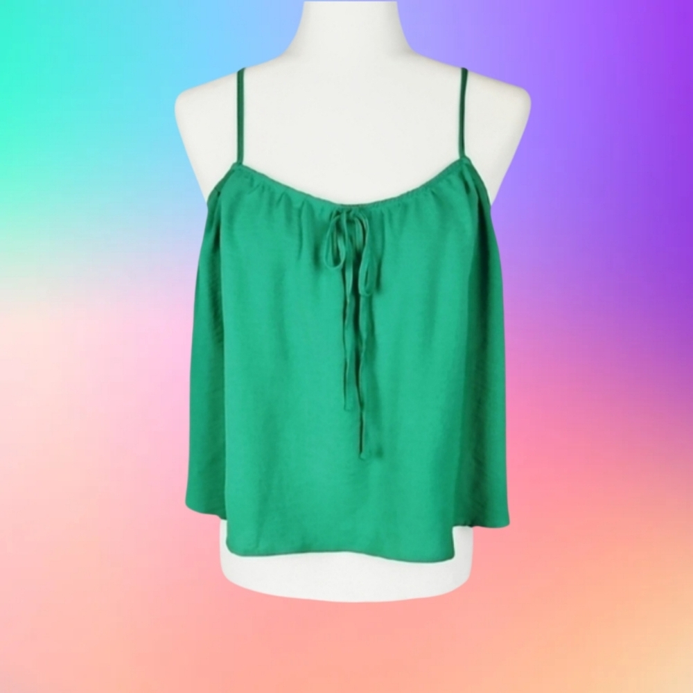 Green Cami Camisole Flowy Top NEW